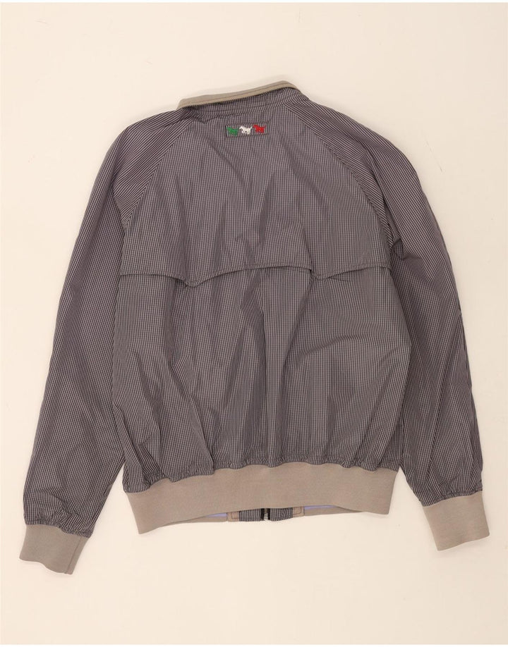 Benetton Herre Bomber Jacket UK 44 2XL Navy Blue Gingham Cotton