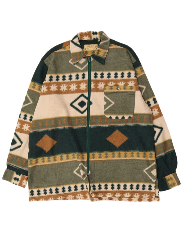 Alley & Sons Fleecejakke til mænd UK 42 XL Grøn Geometrisk