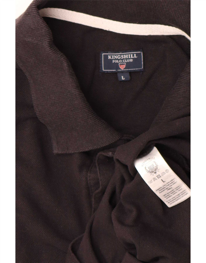 Vintage herre grafisk poloshirt stor sort bomuld