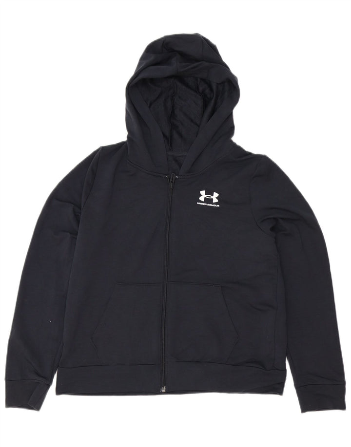 Under Armour Boys Zip Hættetrøje Sweater 11-12 År Stor Sort Polyester