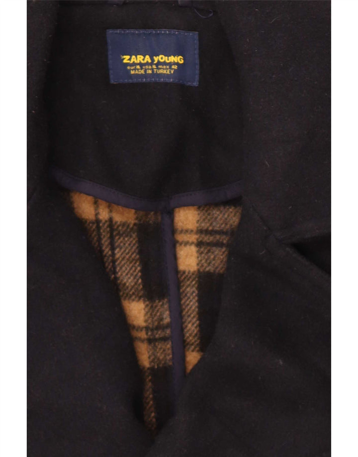 Zara Herre Pea Coat UK 42 XL Navy Blue Polyester
