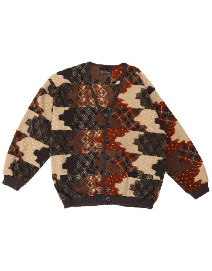 Vintage fleecejakke til mænd IT 50 Medium Flerfarvet geometrisk polyester