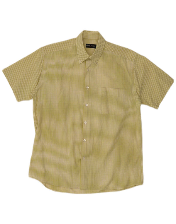 Pierre Cardin Herre kortærmet skjorte str. 40 Medium Yellow Gingham Cotton