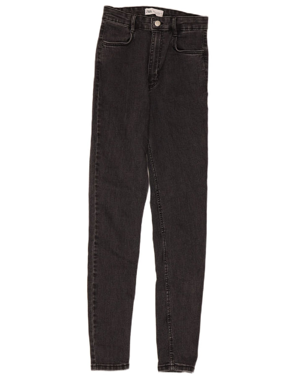 Zara Dame Højtalje Skinny Jeans EU 36 XS W26 L28 Grå