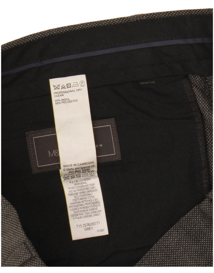 Marks & Spencer Herre Regular Fit Suit Bukser W34 L31 Grå uld