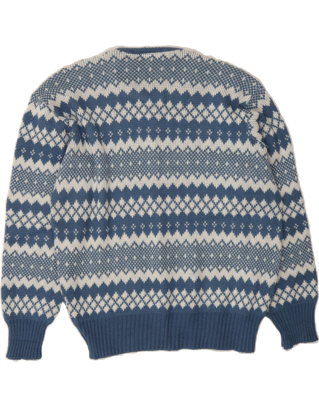 VINTAGE Womens Crew Neck Jumper Sweater IT 46 Large Blue Fair Isle Vintage Vintage and Second-Hand Vintage from Messina Hembry 