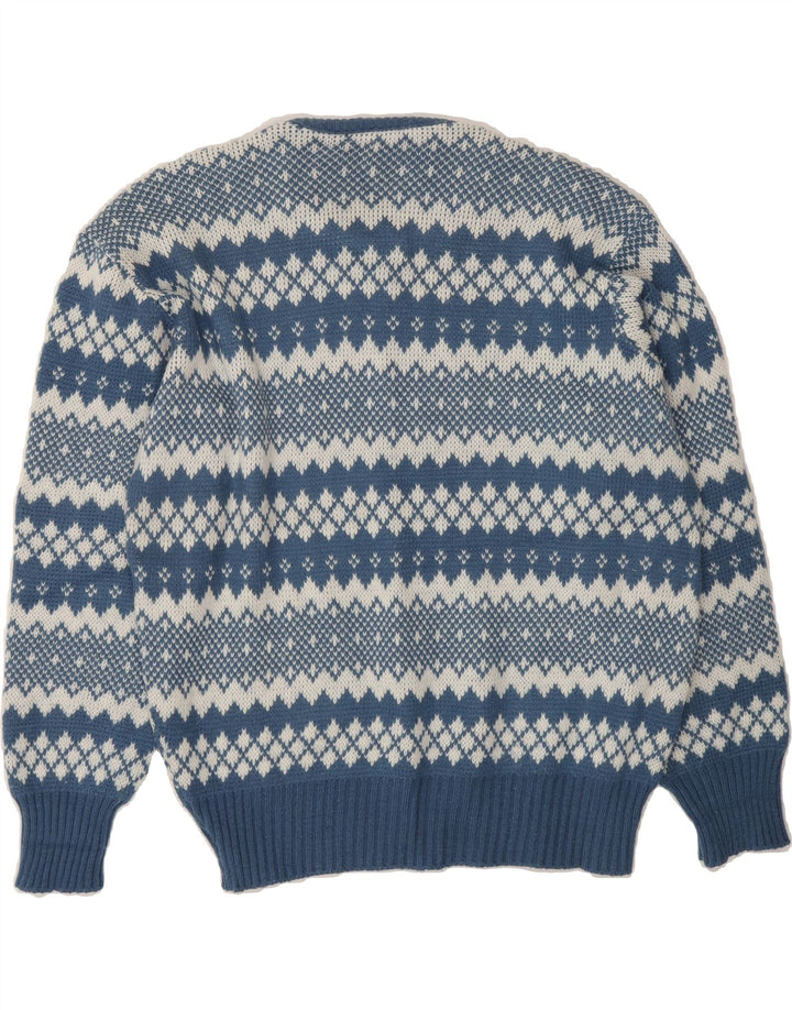 VINTAGE Womens Crew Neck Jumper Sweater IT 46 Large Blue Fair Isle Vintage Vintage and Second-Hand Vintage from Messina Hembry 