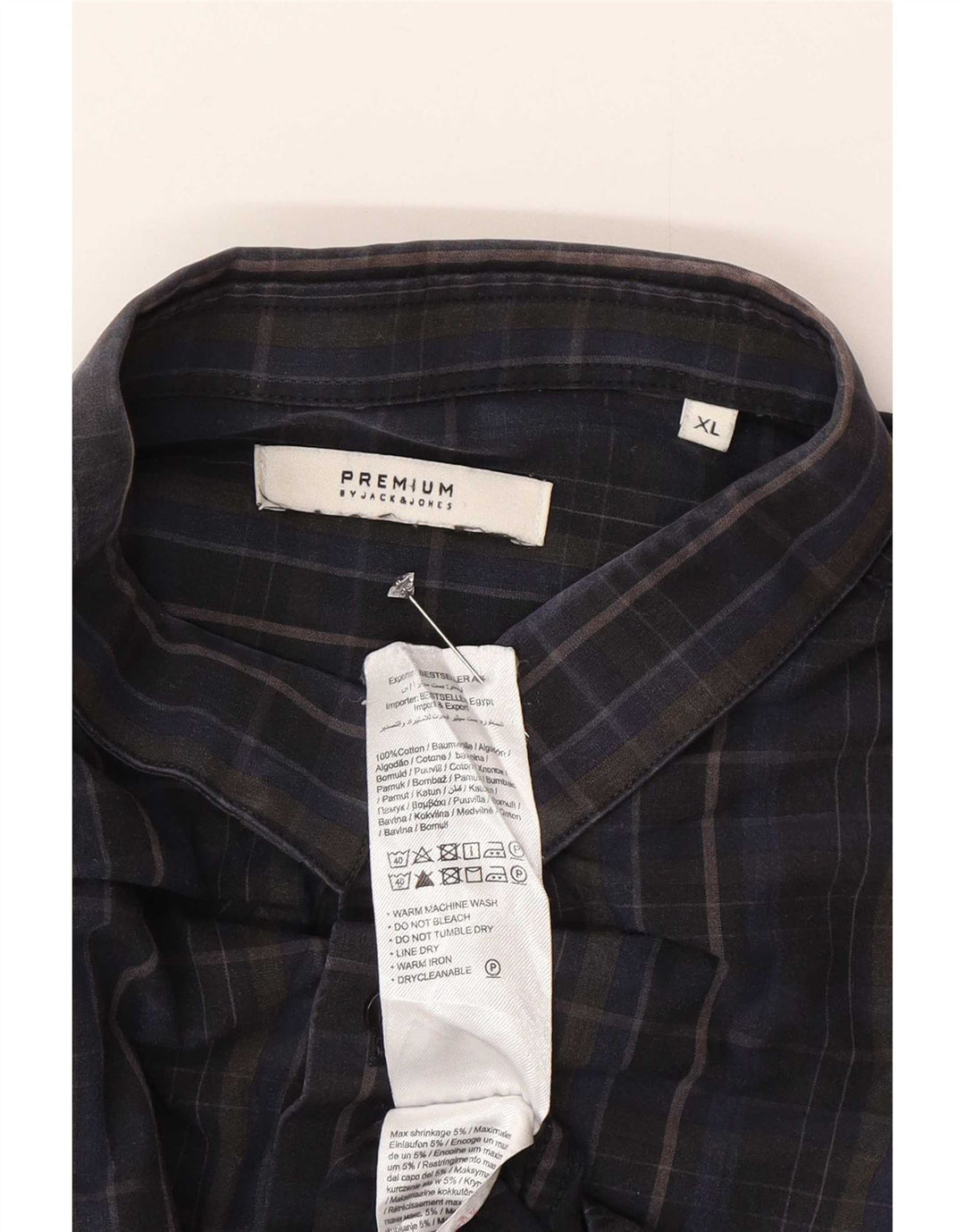 Jack & Jones herreskjorte XL marineblå ternet bomuld