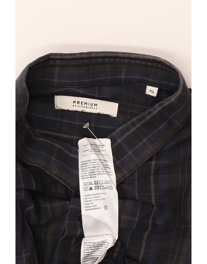 Jack & Jones herreskjorte XL marineblå ternet bomuld