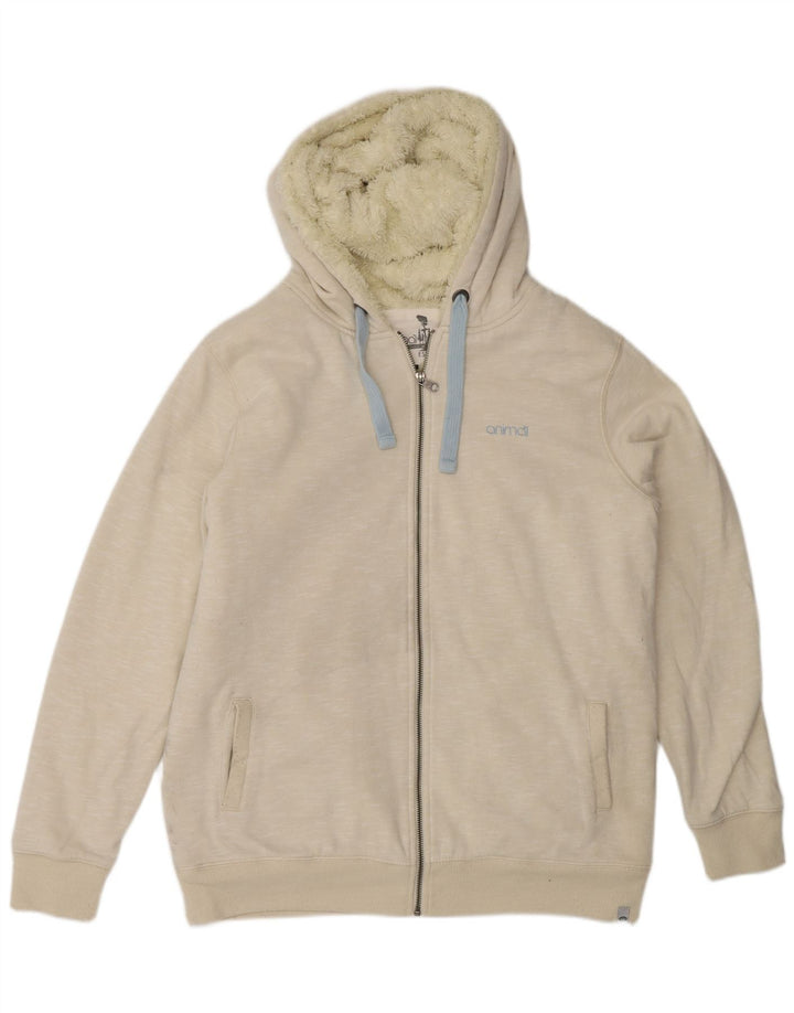 Animal Dame Hættetrøje Sweater UK 14 Stor Off White Flecked Bomuld