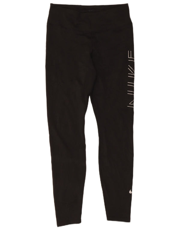 Nike Womens Dri Fit Graphic Leggings UK 14 Large Black