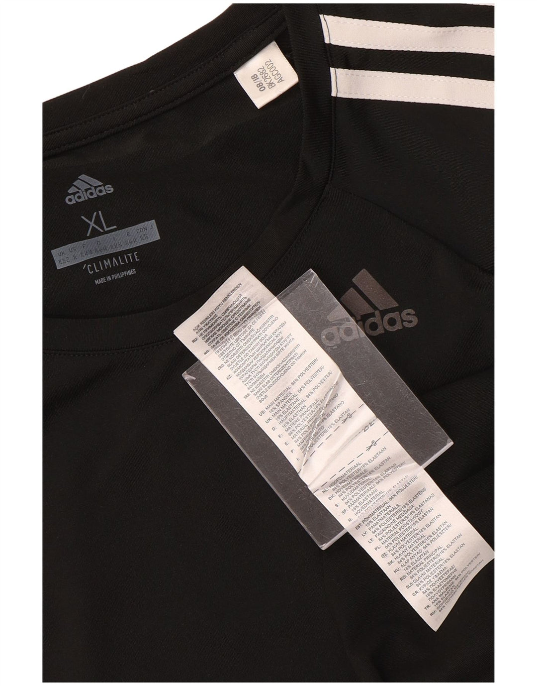 ADIDAS Dame Climalite T-Shirt Top UK 20/22 XL Sort Polyester