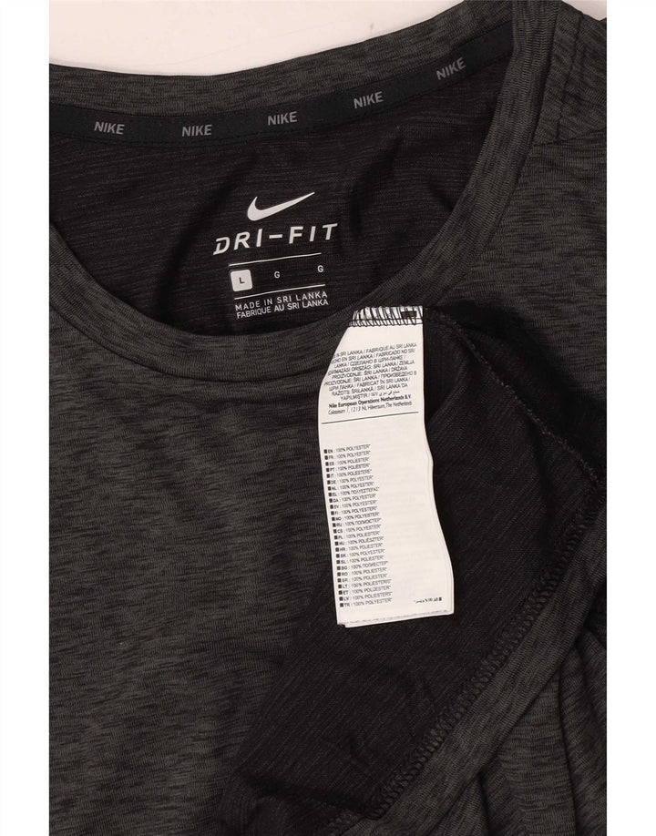 Nike Dri Fit T-shirt top til mænd, stor grå flækket polyester