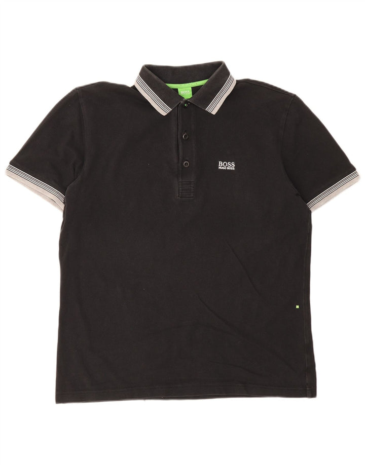 Hugo Boss Herre Polo Shirt Stor Sort Stribet