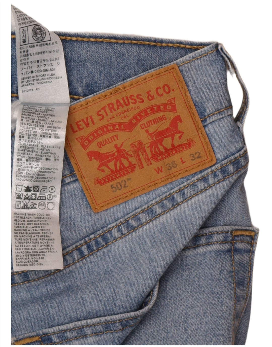Levi's Herre 502 tilspidsede jeans W36 L32 blå bomuld