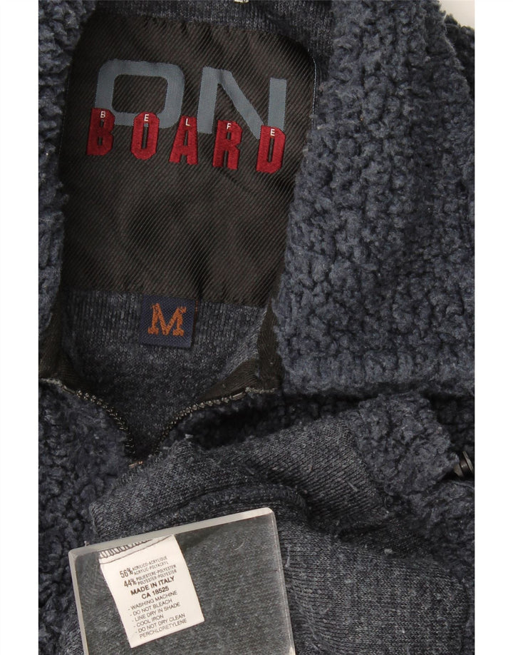 Belfe Herre Oversized grafisk Polo Neck Fleece Jumper Medium Navy Blue