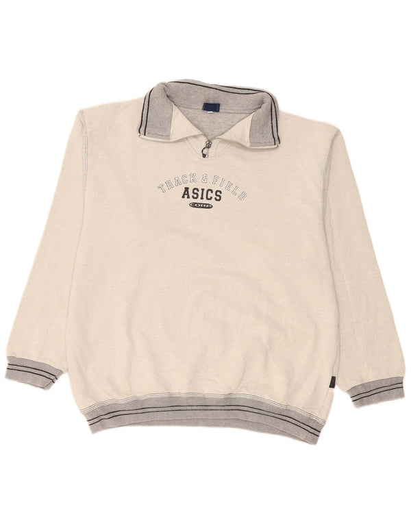 Asics Herre Grafisk Zip Neck Sweatshirt Jumper XL Grå Colourblock Bomuld