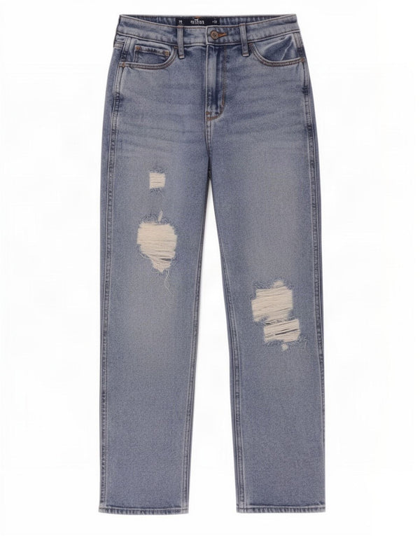 Hollister Womens Mom Distressed Tapered Jeans US 1 XS W25 L27 Blue