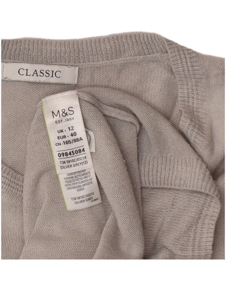 Marks & Spencer Dame Cardigan Sweater UK 12 Medium Grå Akryl