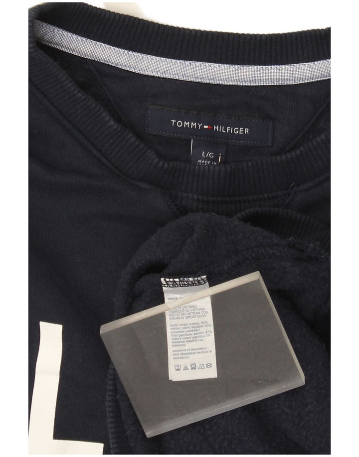 Tommy Hilfiger Herre Grafisk Sweatshirt Jumper Stor Marineblå Bomuld