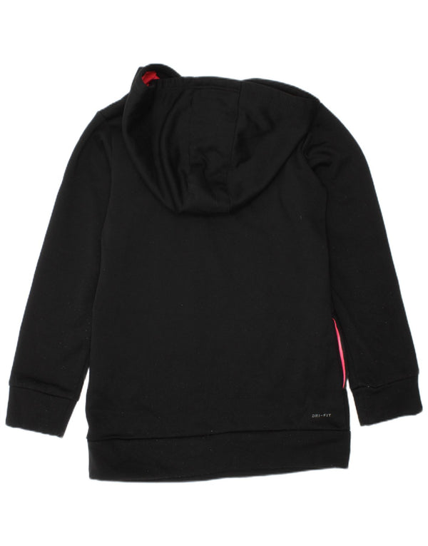 NIKE Girls Dri Fit Graphic Hoodie Jumper 4-5 Years Small  Black Polyester
