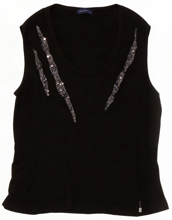 Trussardi Jeans Dame Vest Top UK 14 Medium Sort