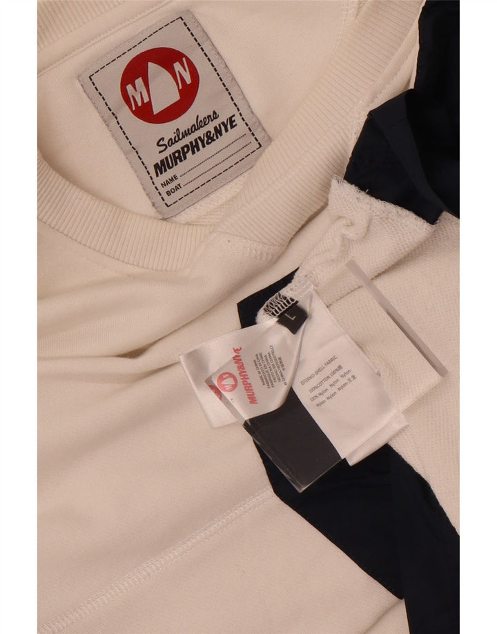 Murphy & Nye Herre Sailmakers Sweatshirt Jumper Large White Colourblock