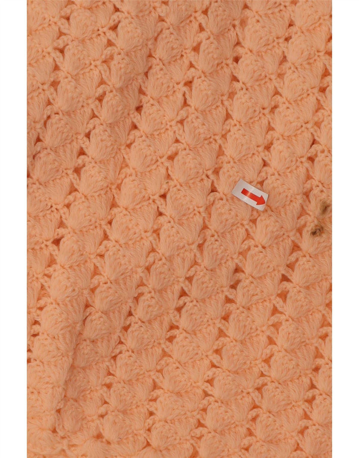 Vintage hæklet cardigan sweater til kvinder UK 14 Medium Pink