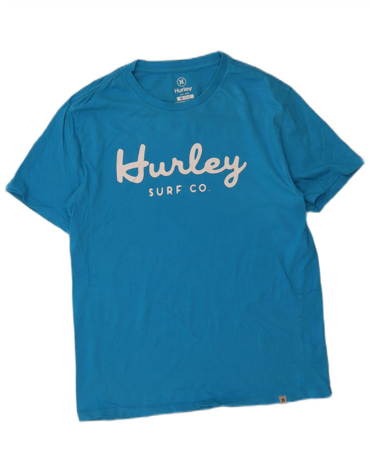 Hurley Herre grafisk T-shirt Top Medium Blue Bomuld
