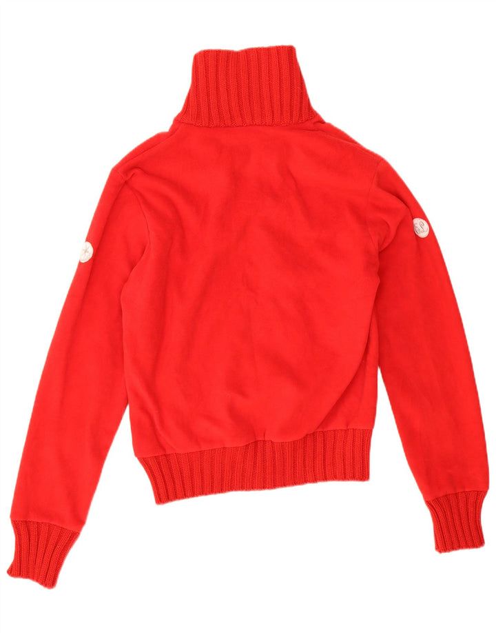 Vintage dame træningsdragt topjakke UK 16 Large Red Fair Isle Polyester