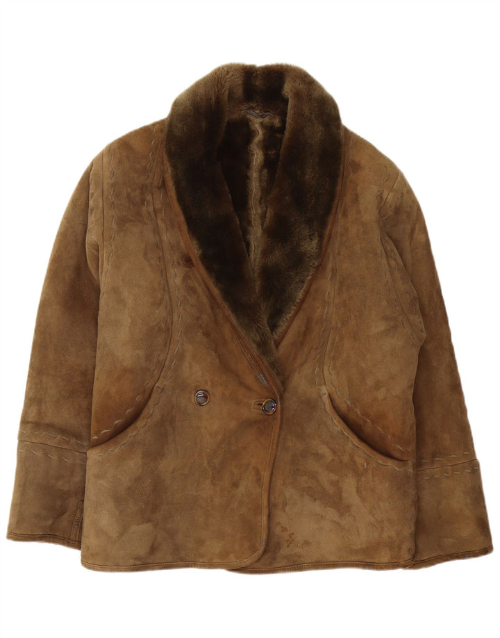 Vintage Dame Shearling Jacket IT 42 Medium Khaki