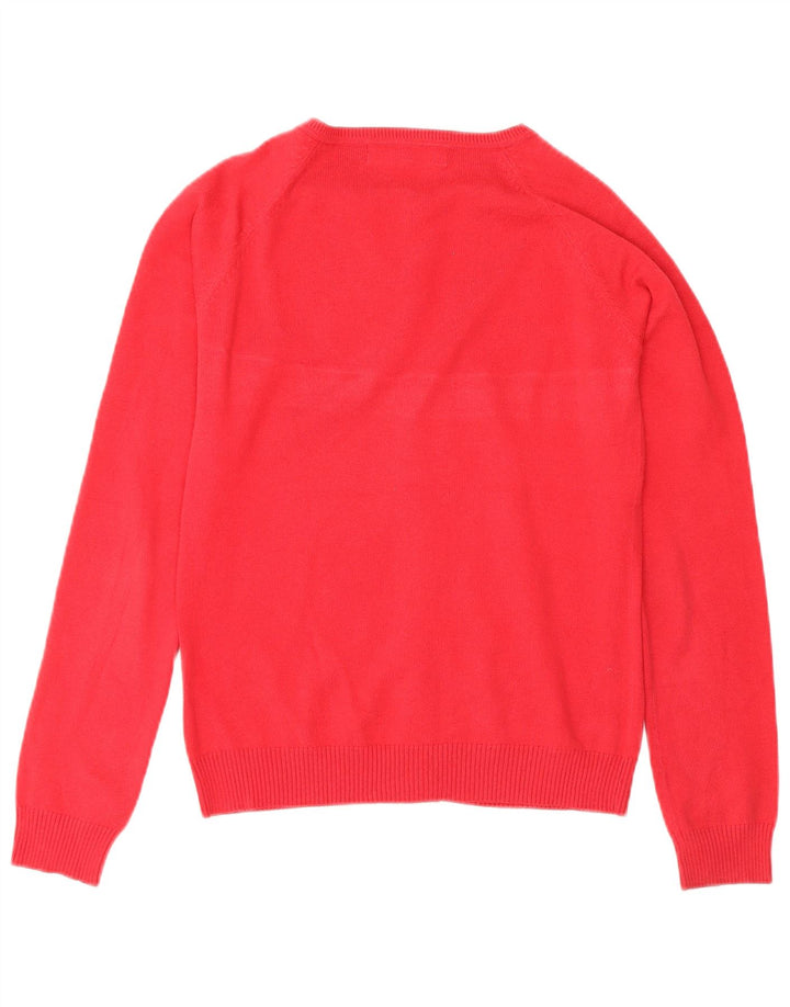 Zara Dame Cardigan Sweater UK 12 Medium Rød Bomuld