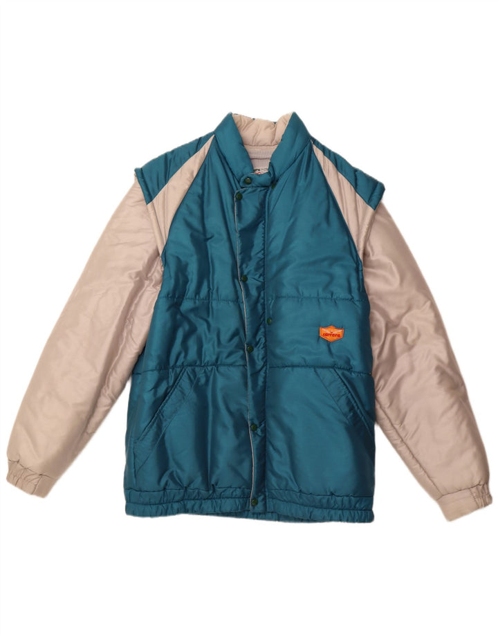 CARRERA polstret herrejakke UK 40 Large Blue Colourblock Polyester