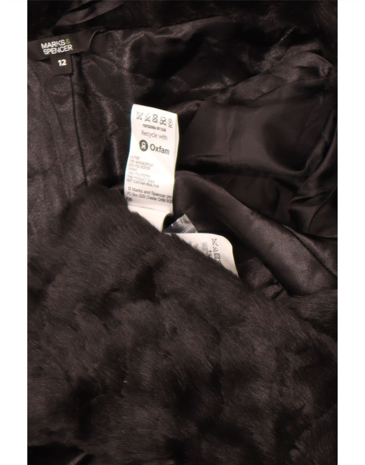 Marks & Spencer Dame imiteret Pelsjakke UK 12 Medium Sort Modacryl