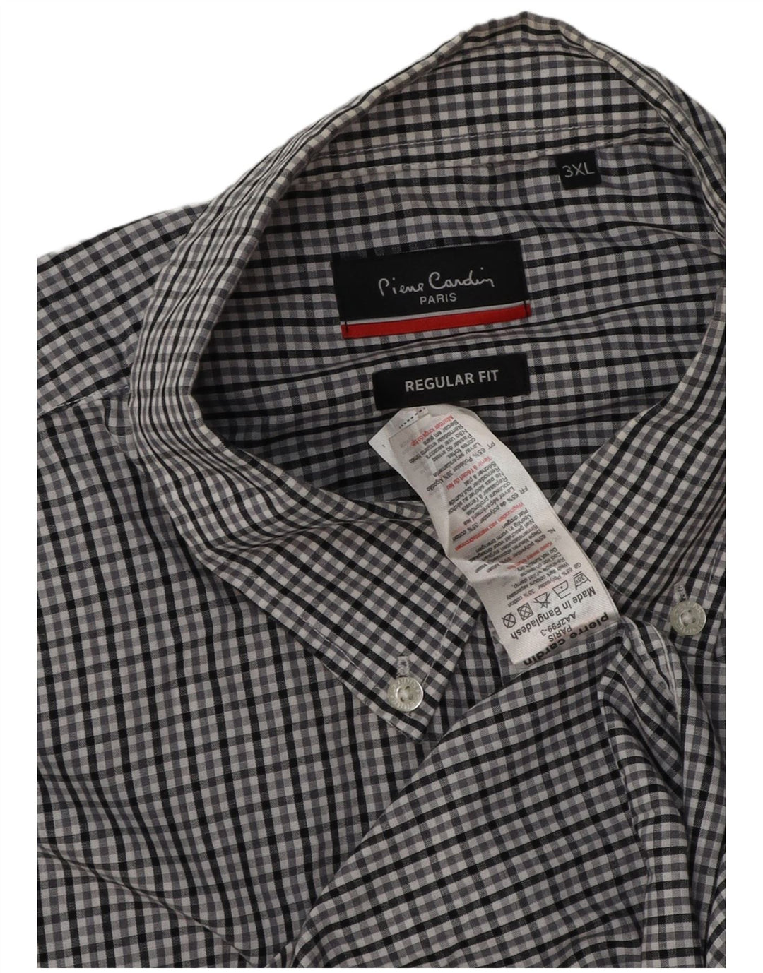 Pierre Cardin herre Regular Fit skjorte 3XL grå ternet polyester