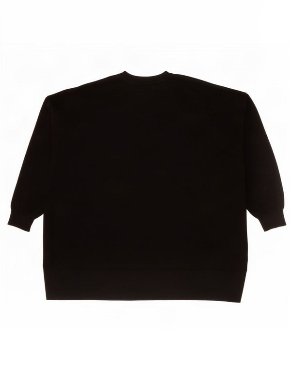 Zara Dame Grafisk Oversized Crew Neck Jumper Sweater UK 10 Small Black