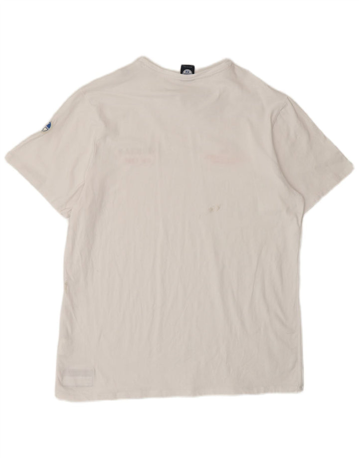 NORTH SAILS Herre Grafisk T-Shirt Top XL Hvid Bomuld
