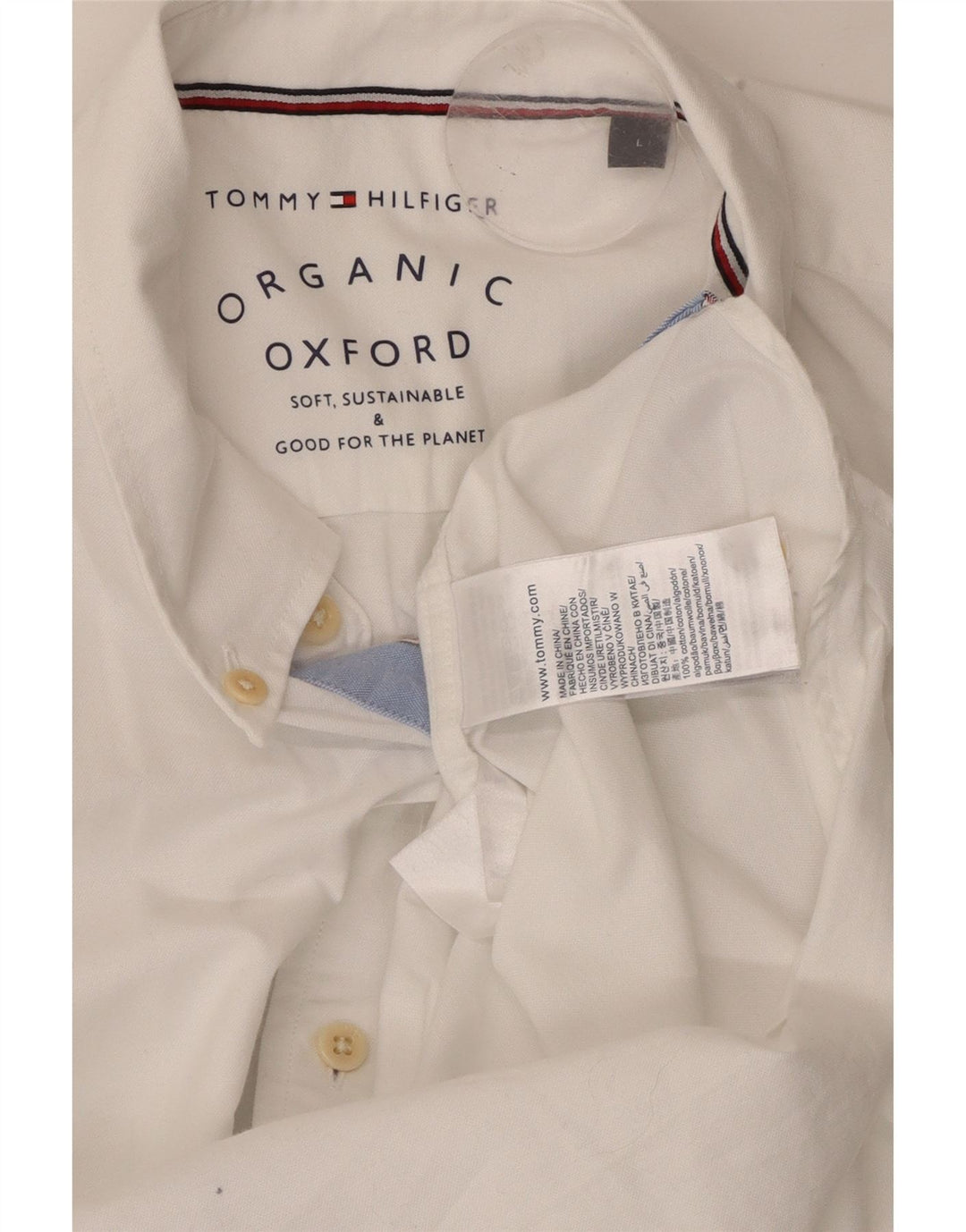 TOMMY HILFIGER Mens Shirt Large White Cotton