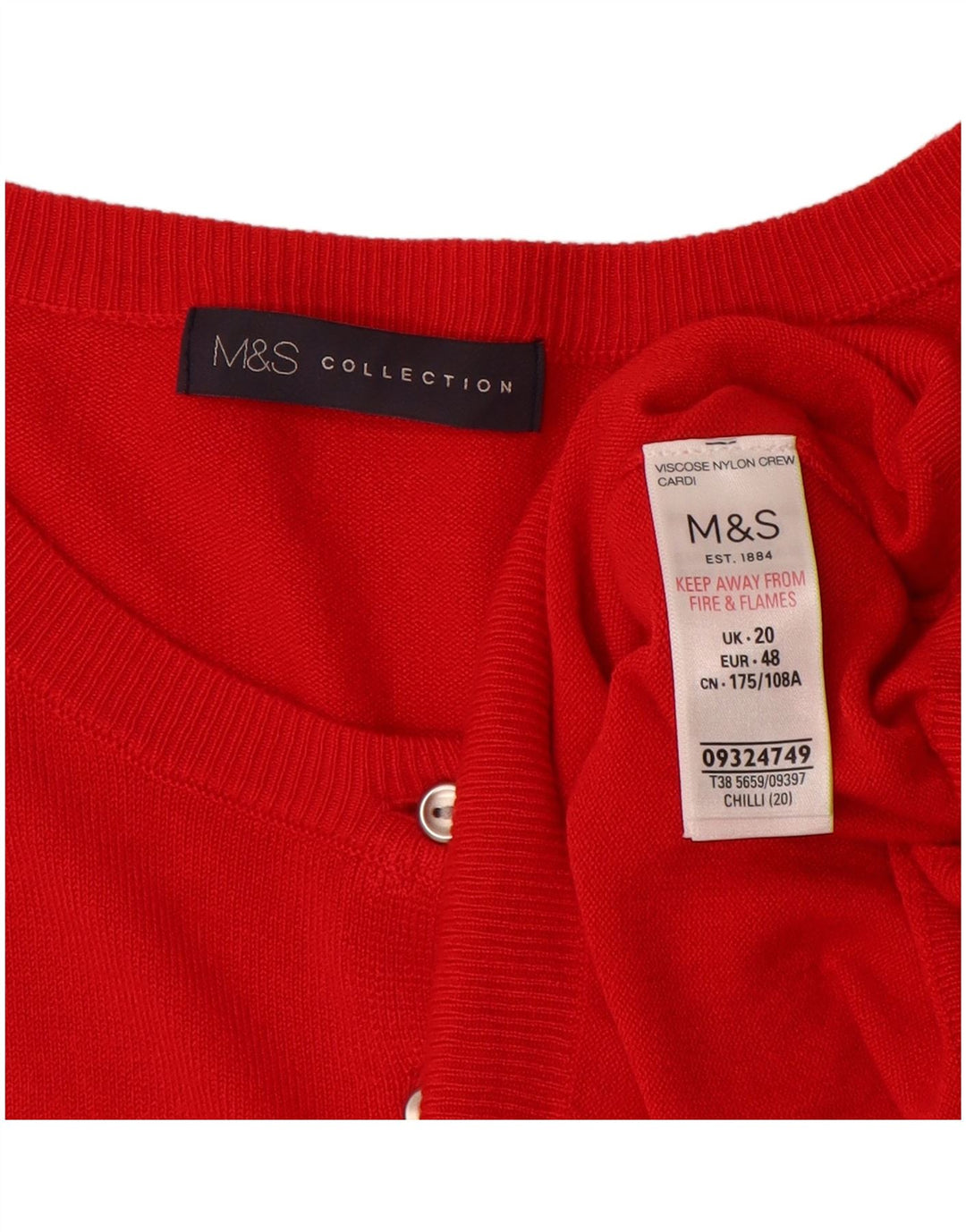 MARKS & SPENCER Dame cardigan sweater UK 20 2XL Rød viskose