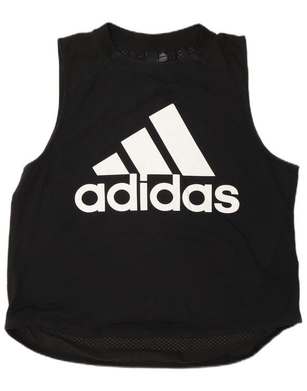Adidas Dame Se Through Grafisk Vest Top UK 16/18 Large Black Bomuld