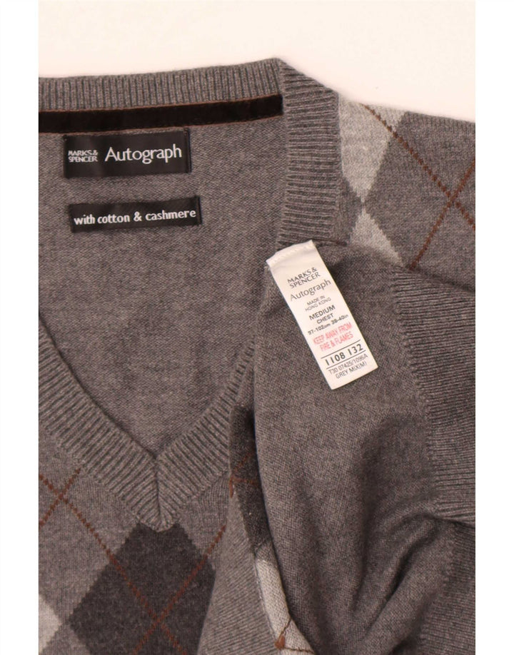 Marks & Spencer Herre Autograph V-hals sweater mellemgrå