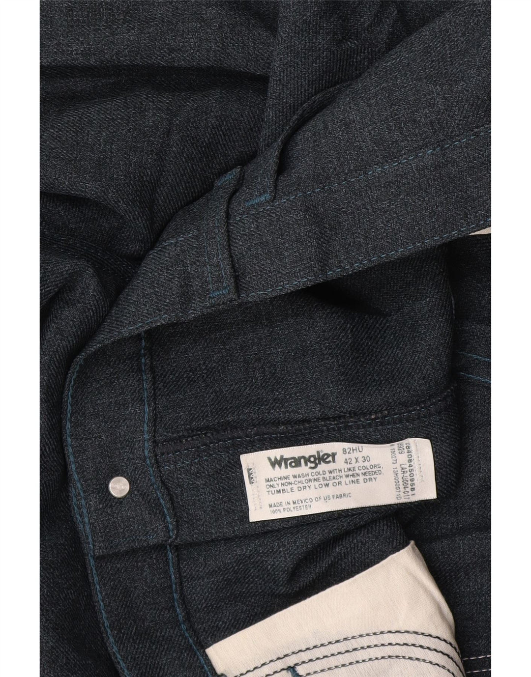 Wrangler Straight Suit Bukser til mænd W42 L30 Marineblå polyester