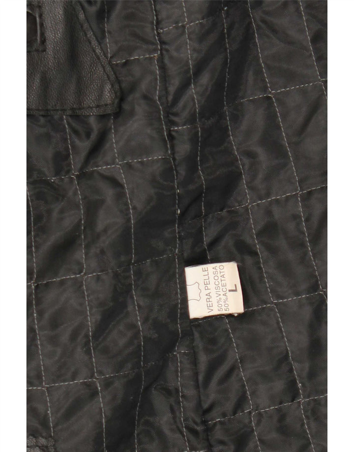 Vintage Herre Oversized Læderjakke UK 40 Stor Sort Læder