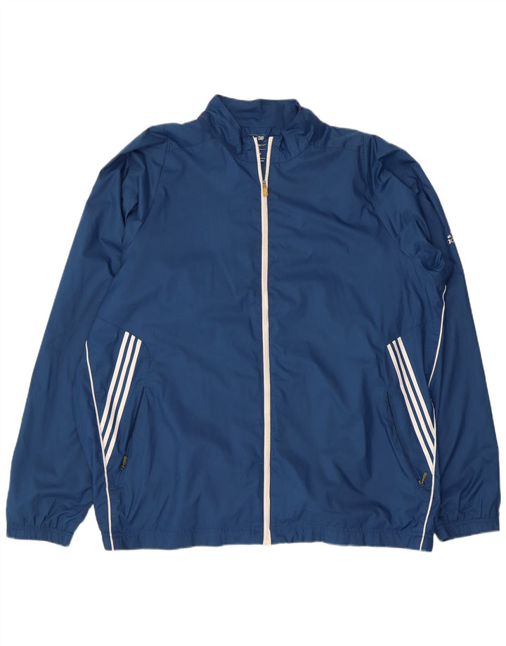 ADIDAS Mens Big & Tall Tracksuit Top Jacket 2XL Blue Polyester