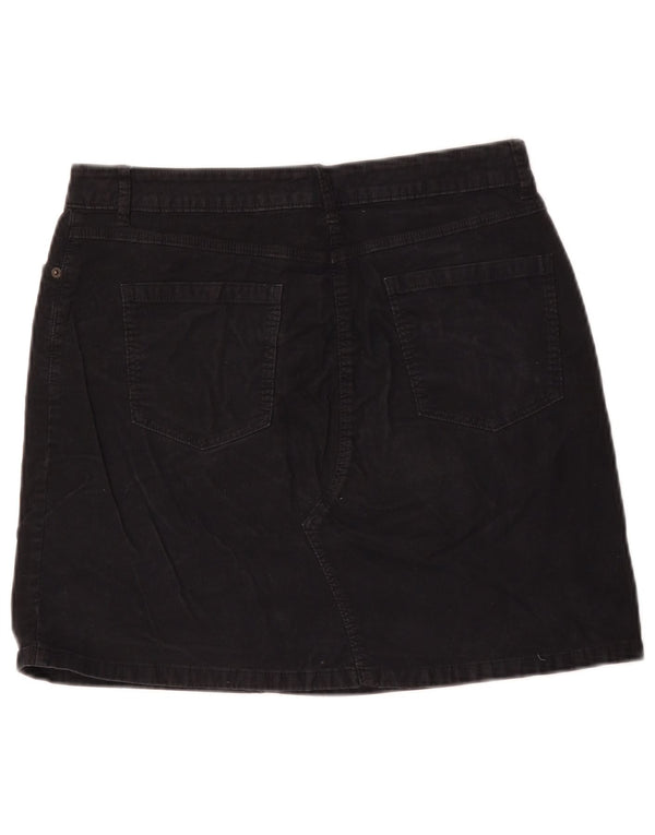 Marks & Spencer Dame Mini Corduroy Nederdel UK 12 Medium W32 Sort Bomuld