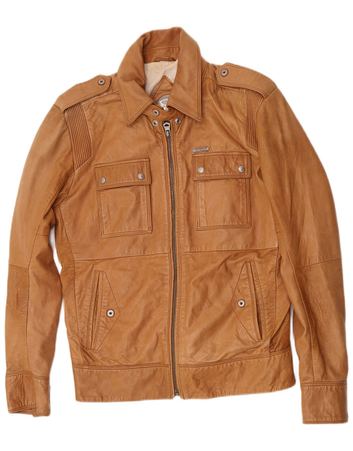 Diesel Herre Læderjakke UK 38 Medium Beige Læder