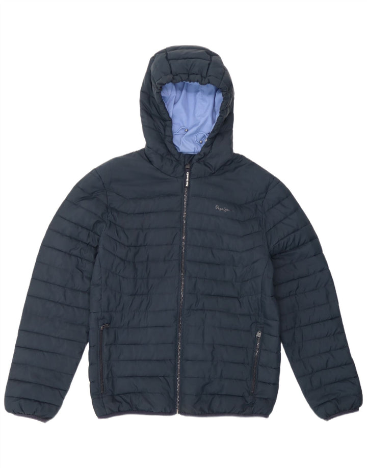 PEPE Jeans Herre hættepolstret jakke UK 38 Medium Navy Blue Polyester