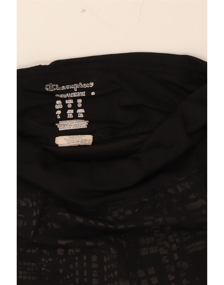 CHAMPION Womens Sport Shorts UK 16 Large Black Geometric Polyester Vintage Champion and Second-Hand Champion from Messina Hembry 