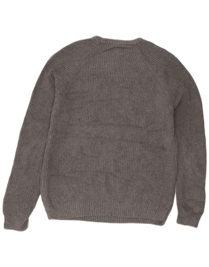 Zara Herre Boat Neck Jumper Sweater Medium Grey Bomuld