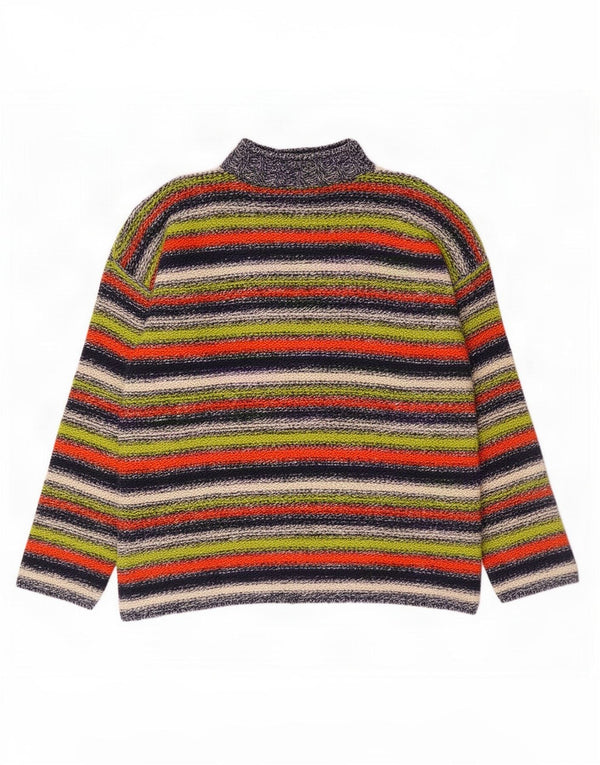 Vintage Womens Turtle Neck Jumper Sweater UK 18 XL Multicoloured Striped